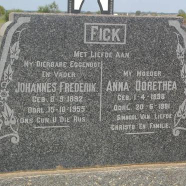FICK Johannes Frederik 1892-1955 &amp; Anna Dorethea 1898-1981