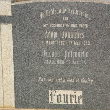 FOURIE Adam Johannes 1887-1953 &amp; Jacoba Petronella 1888-1977