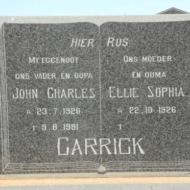 GARRICK John Charles 1920-1981 &amp; Ellie Sophia 1926-