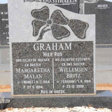 GRAHAM Margaretha Malan nee MAREE 1954-1994 :: BRITZ Willemien nee GRAHAM 1884-2006