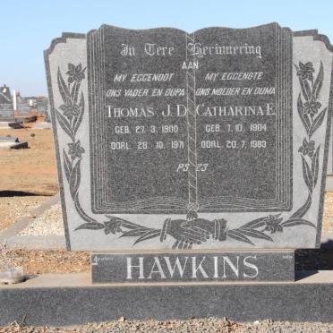 HAWKINS Thomas J. D. 1900-1971 &amp; Catharina E. 1904-1983