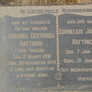 HATTINGH Cornelius Johannes 1882-1949 &amp; Johanna Gertruida VOSLOO 1891-1947