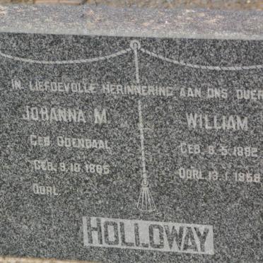 HOLLOWAY William 1882-1958 &amp; Johanna M. ODENDAAL 1885- 