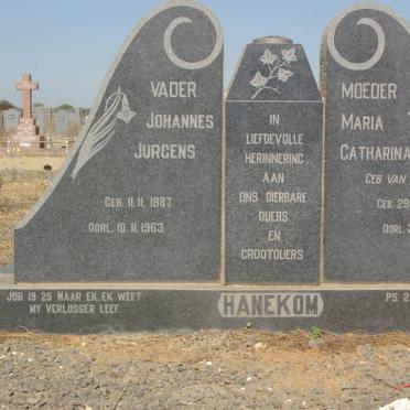 HANEKOM Johannes Jurgens 1887-1963 &amp; Maria Catharina VAN WYK 1890-1974