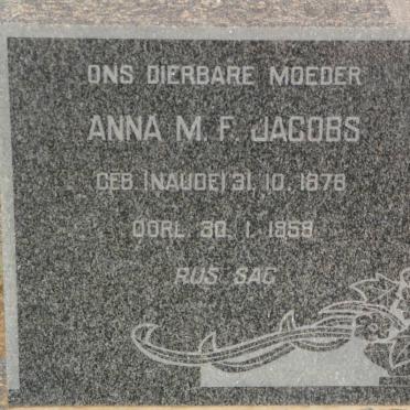 JACOBS Philippus J. 1871-1959 &amp; Anna M.F. NAUDE 1878-1959
