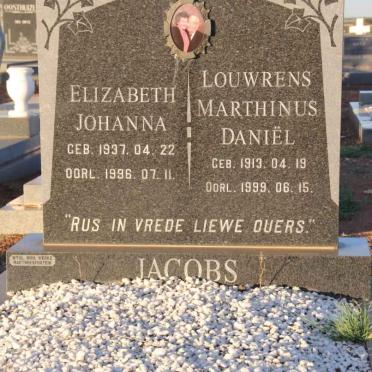 JACOBS Louwrens Marthinus Daniël 1913-1999 &amp; Elizabeth Johanna 1937-1996