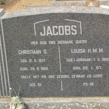 JACOBS Christiaan D. 1877-1956 &amp; Louisa H.M.M. JORDAAN 1882-1967