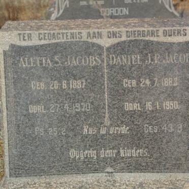 JACOBS Daniel J.P. 1883-1950 &amp; Aletta S. 1887-1970
