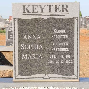 KEYTER Anna Sophia Maria formerly PRETORIUS nee POTGIETER 1906-2000