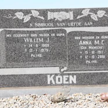 KOEN Willem J. 1909-1975 &amp; Anna M.E. WIENECKE 1917-2001