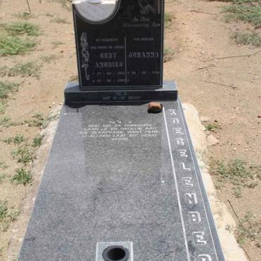 KOEGELENBERG Gert Andries 1954-2002 &amp; Johanna 1954-