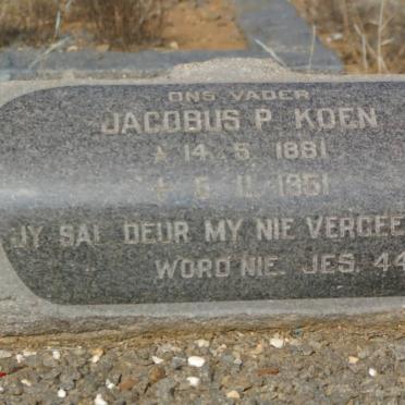 KOEN Jacobus P. 1881-1951 &amp; Elizabeth J.M. VAN RENSBURG 1891-1974