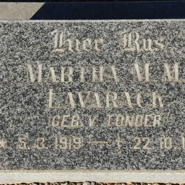 LAVARACK Martha M.M. nee V. TONDER 1919-1976