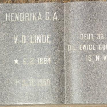 LINDE Hendrika C.A., v.d. 1884-1950