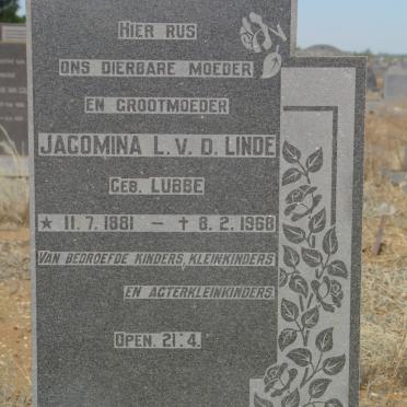 LINDE Jacomina L., v.d. nee LUBBE 1881-1968
