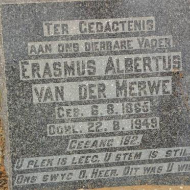 MERWE Erasmus Albertus van der 1885-1949