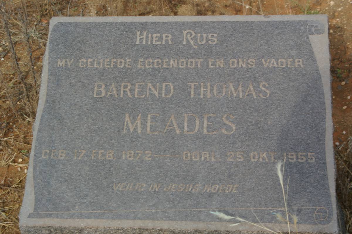 MEADES Barend Thomas 1872-1955