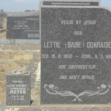 MEYER Lettie Elizabet nee CONRADIE 1923-2001 :: CONRADIE Lettie 1950-1969