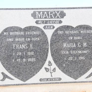 MARX Frans E. 1912-1985 &amp; Maria G.M. STEENKAMP 1915-