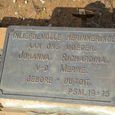 MERWE Johanna Richardina, v.d. nee DU TOIT
