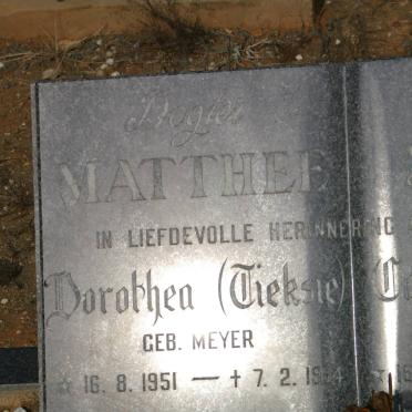 MATTHEE Dorothea nee MEYER 1951-1974