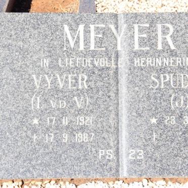 MEYER Izak Van der Vyver 1921-1987 & Joan FISCHER 1927-