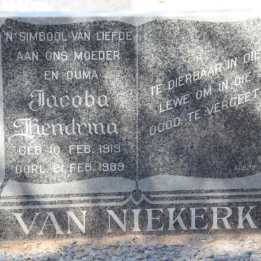 NIEKERK Jacoba Hendrina, van 1919-1989