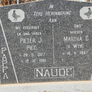 NAUDE Pieter J. 1927-1981 &amp; Martha C. VAN WYK 1947-