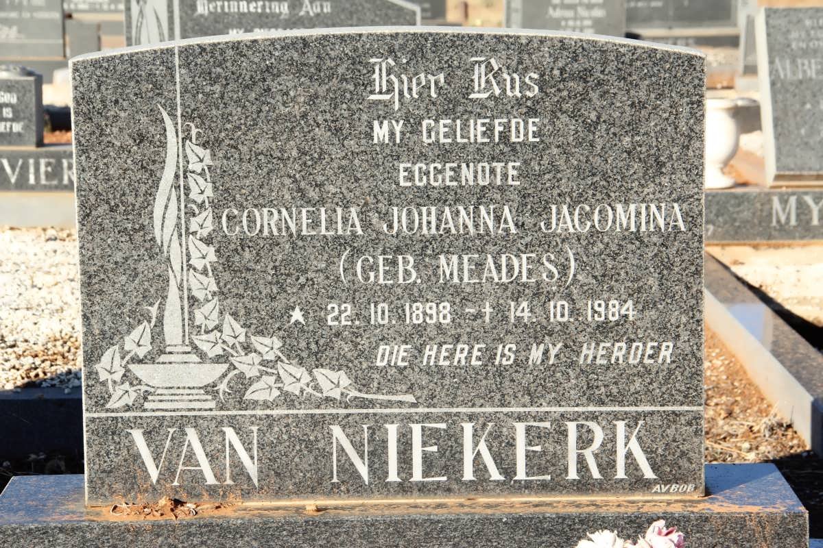 NIEKERK Cornelia Johanna Jacomina, van nee MEADES 1898-1984