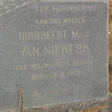 NIEKERK Huibrecht M.J., van nee NIEUWOUDT 1876-1959