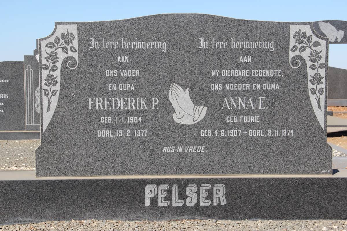 PELSER Frederik P. 1904-1977 &amp; Anna E. FOURIE 1907-1974