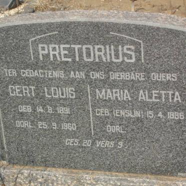 PRETORIUS Gert Louis 1891-1960 &amp; Maria Aletta ENSLIN 1896-