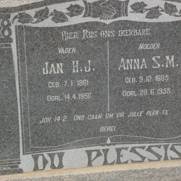 PLESSIS Jan H.J., du 1881-1956 &amp; Anna S.M. 1885-1955