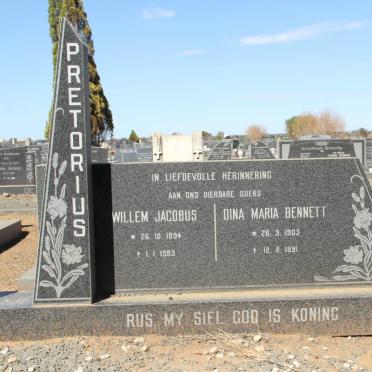 PRETORIUS Willem Jacobus 1894-1983 &amp; Dina Maria Bennett 1903-1991