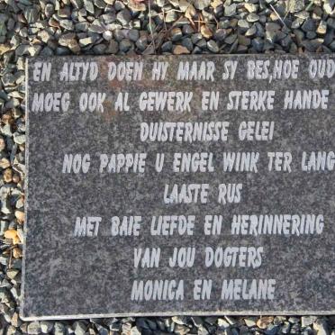 PAULSEN Jacobus Johannes 1936-2005 &amp; Catharina Elizabeth Johanna 1939-1998