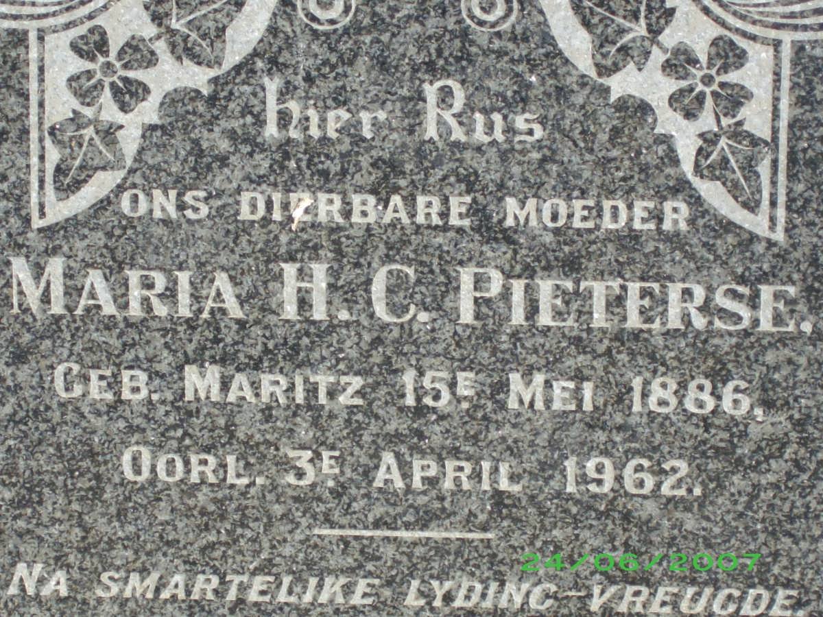 PIETERSE Maria H.C. nee MARITZ 1886-1962