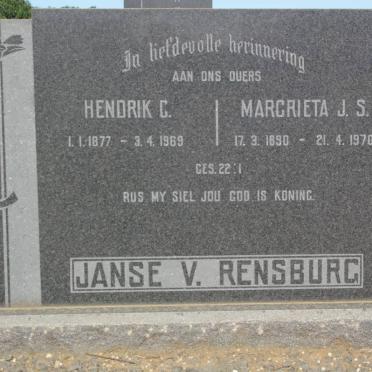 RENSBURG Hendrik C., Janse v. 1969- &amp; Margrieta J.S. 1890-1970
