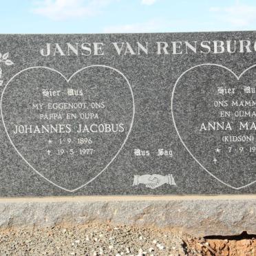 RENSBURG Johannes Jacobus, Janse van 1896-1977 &amp; Anna Maria KIDSON 1910- 