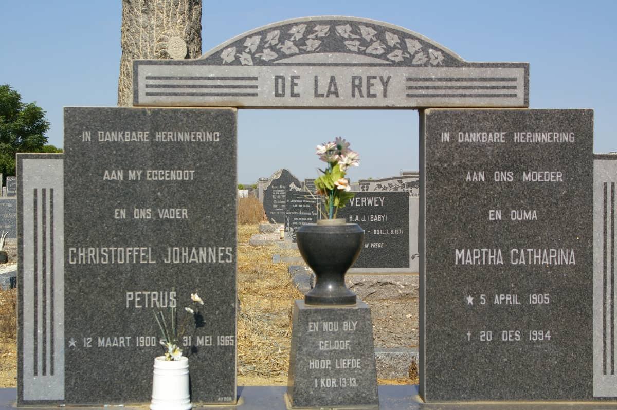 REY Christoffel Johannes Petrus, de la 1900-1965 &amp; Martha Catharina 1905-1994