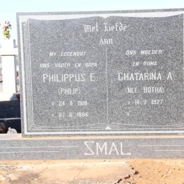 SMAL Philippus E. 1918-1986 &amp; Chatarina A. BOTHA 1927-
