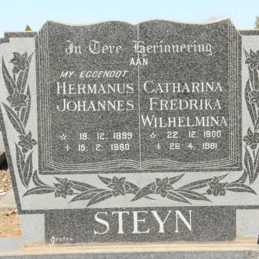 STEYN Hermanus Johannes 1899-1980 &amp; Catharina Fredrika Wilhelmina 1900-1981