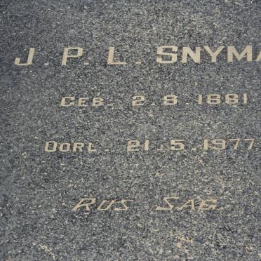 SNYMAN J.P.L. 1881-1977 &amp; Elizabeth Johanna CLASSEN 1904-1996