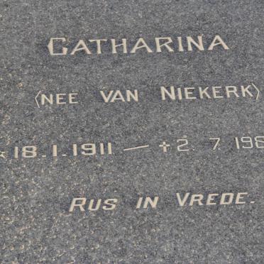 STANDER Catharina nee van NIEKERK 1911-1989