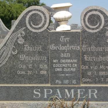 SPAMER David Wegeling 1876-1966 &amp; Catharina Elizabeth V.D. MERWE 1883-1963
