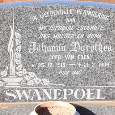 SWANEPOEL Johanna Dorothea nee van EDEN 1913-1986