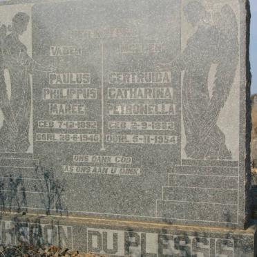 THERON Paulus Philippus Maree 1862-1946 &amp; Gertruida Catharina Petronella du PLESSIS 1862-1954