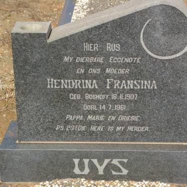 UYS Hendrina Fransina nee BOSHOFF 1907-1961