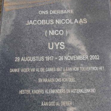 UYS Jacobus Nicolaas 1917-2002