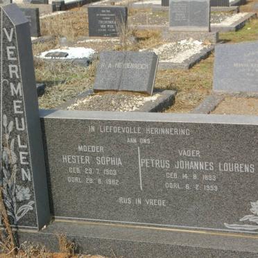 VERMEULEN Petrus Johannes Lourens 1893-1959 &amp; Hester Sophia 1903-1982