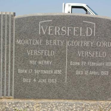 VERSFELD Geoffrey Gordon 1887-1963 &amp; Mortene Berty MERRY 1892-1963